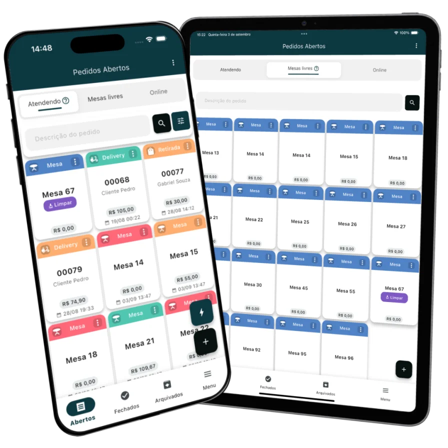 Aplicativo ComandaON para smartphone